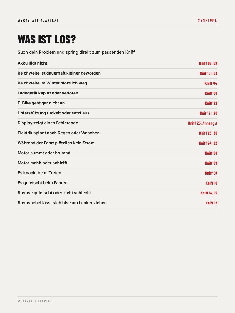 Seite Was ist los, das Symptom-Register