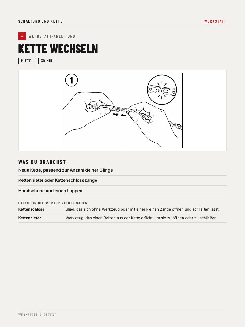 Beispielseite Werkstatt-Anleitung Kette wechseln